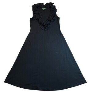 Lauren Ralph Lauren Black Sleeveless Ruffled Maxi Dress‎ Women's Size Small